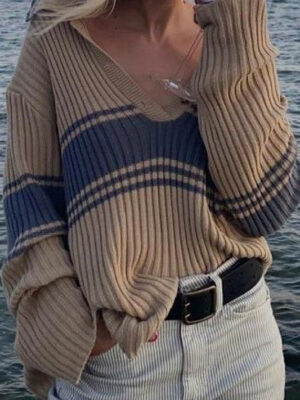 Ribbed polo sweater