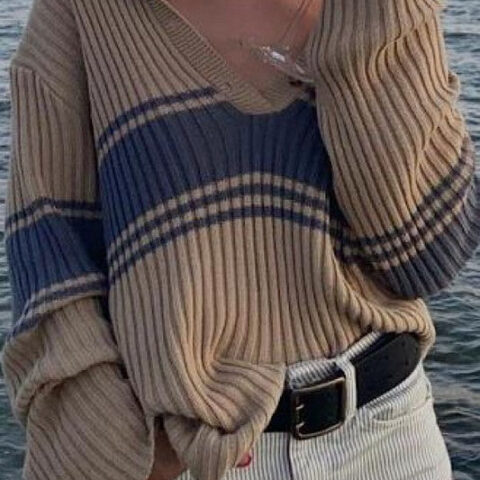 Ribbed polo sweater