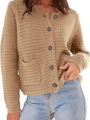 Textured button front cardigan